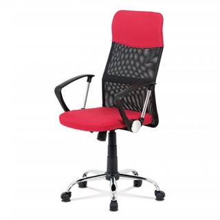 AUTRONIC  KA-V204 RED kancelárska stolička, červená látka, čierna MESH, hojdací mech, kríž kovový, značky AUTRONIC
