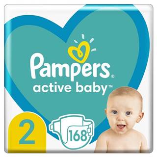PAMPERS  Active Baby Plienky jednorazové 2 (4-8 kg) 168 ks, značky PAMPERS