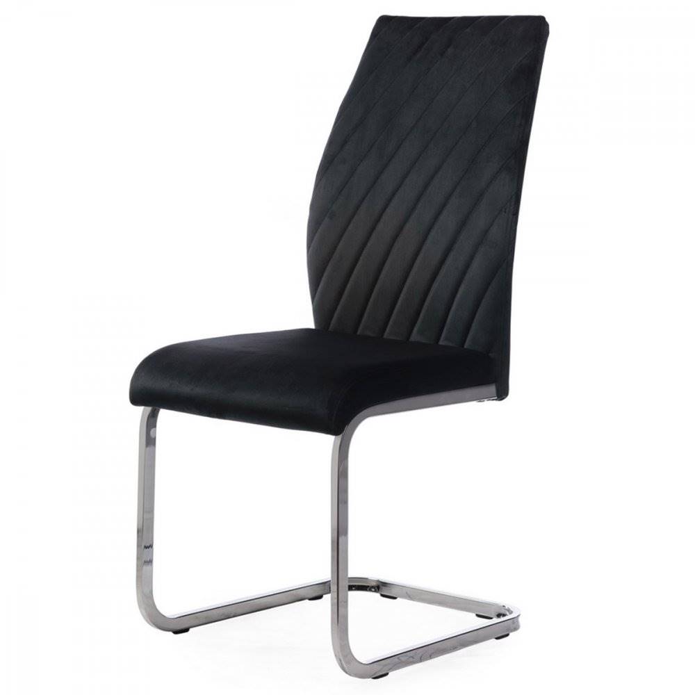 AUTRONIC  DCL-442 BK4 Jedálenská stolička, poťah čierna zamatová látka, kovová chrómovaná podnož, značky AUTRONIC