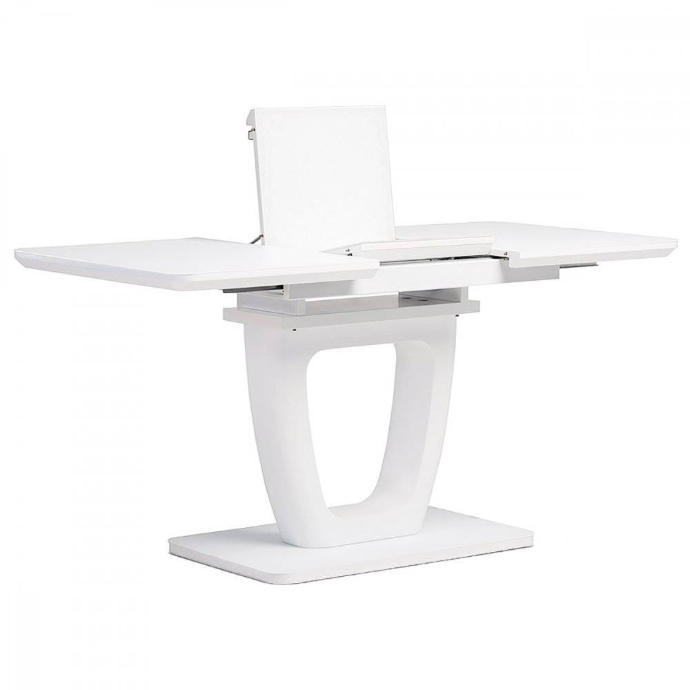AUTRONIC  HT-430 WT Jedálenský stôl 110+-40x75 cm, biela 4 mm sklenená doska, MDF, biely matný lak, značky AUTRONIC