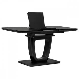 AUTRONIC  HT-430 BK Jedálenský stôl 110+40x75 cm, čierna 4 mm sklenená doska, MDF, čierny matný lak, značky AUTRONIC
