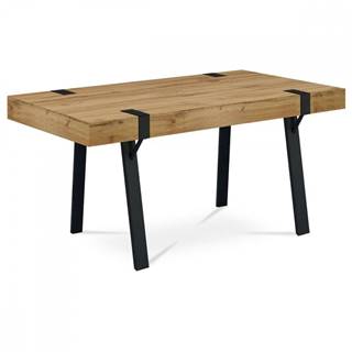 AUTRONIC HT-728 OAK Jedálenský stôl 160x90x75 cm, doska MDF tl. 100 mm, 3D dekor divoký dub, kov čierny mat