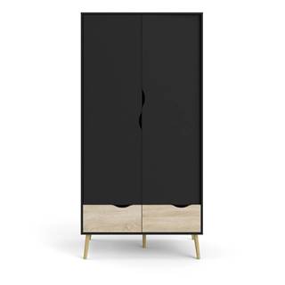 Čierna šatníková skriňa Tvilum Oslo, 99 x 200 cm