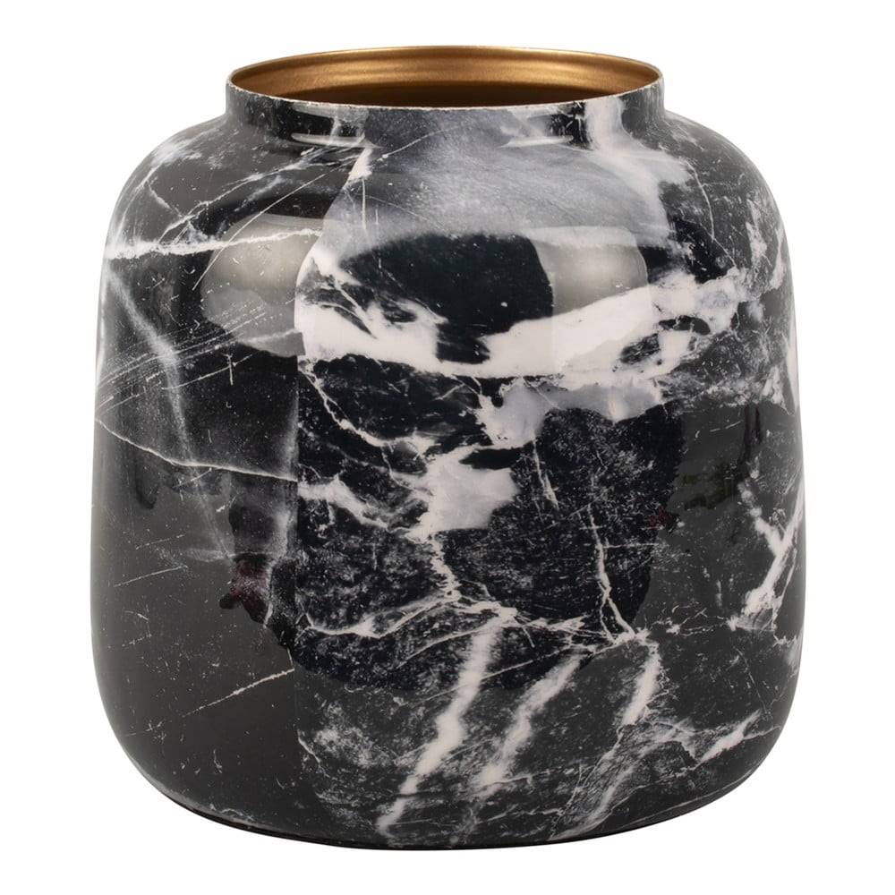 PT LIVING Čierno-biela železná váza  Marble, výška 12,5 cm, značky PT LIVING