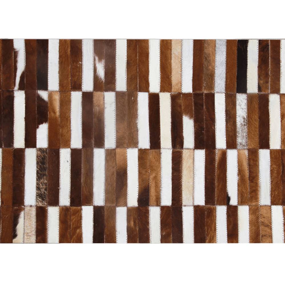 Kondela KONDELA Luxusný kožený koberec, hnedá/biela, patchwork, 69x140, KOŽA TYP 5, značky Kondela