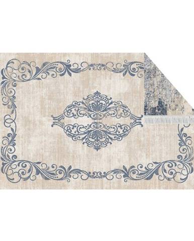 KONDELA Obojstranný koberec, vzor/modrá, 80x150, GAZAN