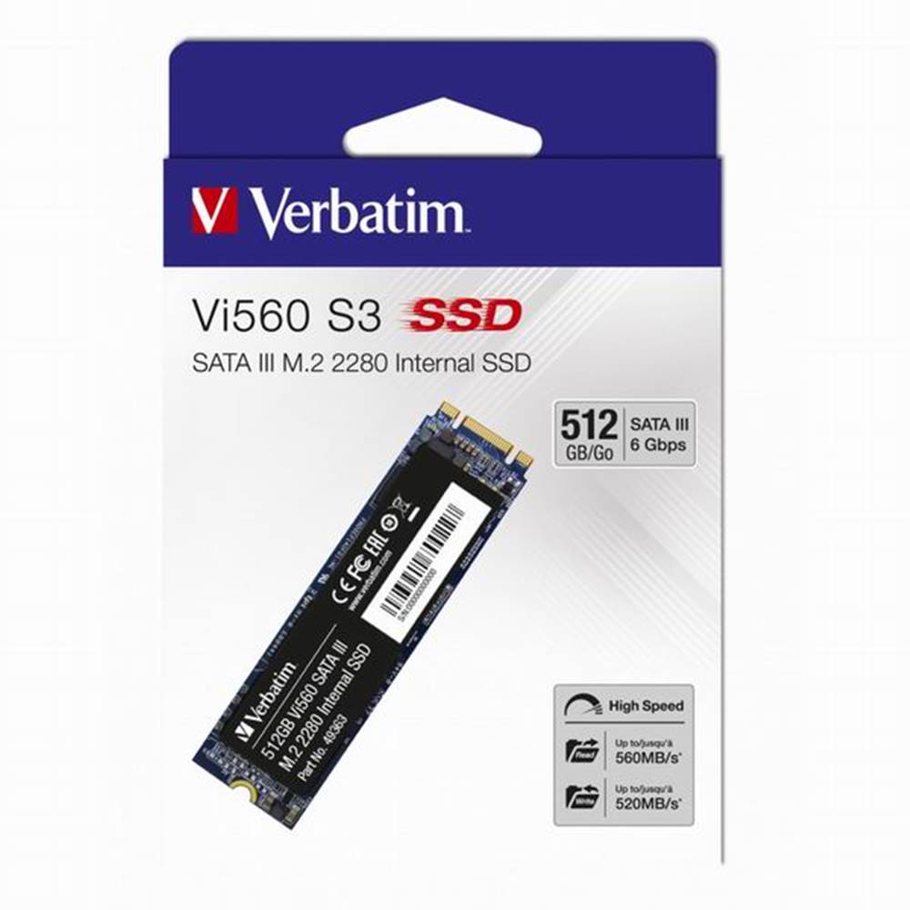 Verbatim Interný disk SSD  M.2 SATA III, 512GB, GB, Vi560, 49363, 560 MB/s-R, 520 MB/s-W, značky Verbatim