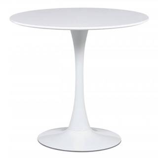 AUTRONIC  DT-580 WT jedálenský stôl, pr.80x73 cm, biela matná MDF, kov biely vysoký lesk, značky AUTRONIC