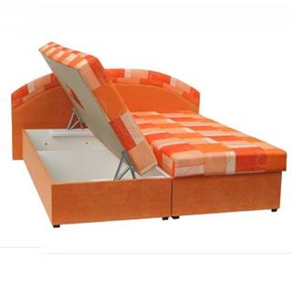 Kondela Manželská posteľ pružinová oranžová/vzor KASVO P1 poškodený tovar, značky Kondela