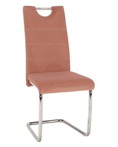 Jedálenská stolička ružová Velvet látka/svetlé šitie ABIRA NEW P1 poškodený tovar