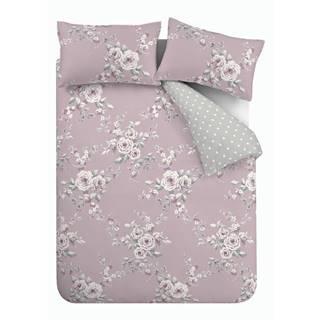 Ružovo-sivé posteľné obliečky Catherine Lansfield Canterbury, 135 x 200 cm