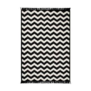 Čierno-biely obojstranný koberec Zig Zag, 120 × 180 cm