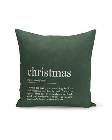 Zelená vianočná dekoratívna obliečka na vankúš Kate Louise Christmas Noel, 43 x 43 cm