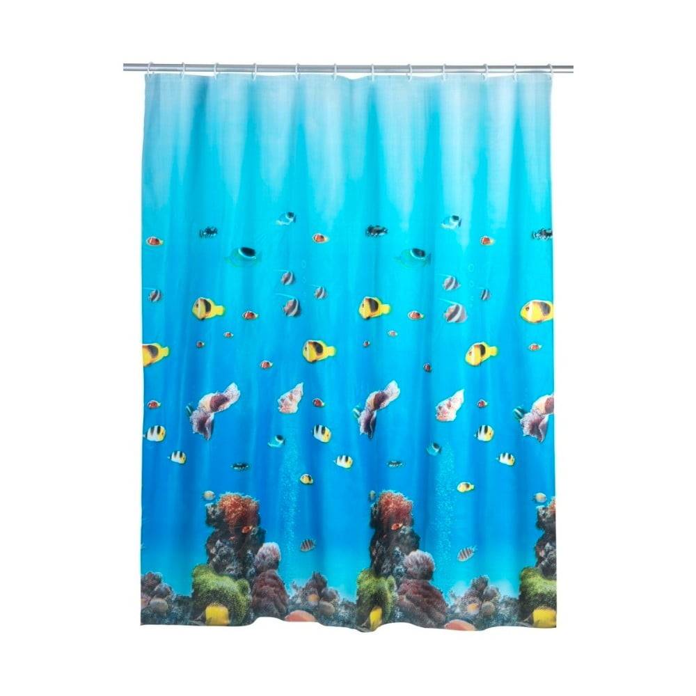 Wenko Modrý sprchový záves  Ocean, 180 × 200 cm, značky Wenko