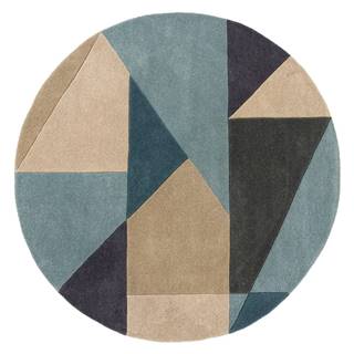 Modro-béžový vlnený okrúhly koberec ø 133 cm Arlo Harper - Flair Rugs