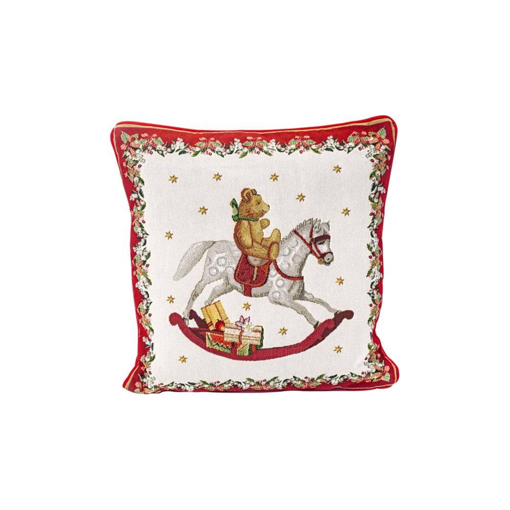 Villeroy&Boch Červeno-biely bavlnený dekoračný vankúš s vianočným motívom Villeroy & Boch Toys Fantasy, 45 x 45 cm, značky Villeroy&Boch