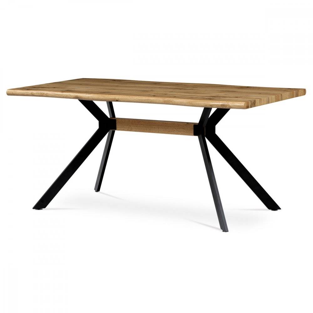 AUTRONIC  HT-863 OAK Jedálenský stôl, 160x90x76 cm, MDF doska, 3D dekor divoký dub, kov, čierny lak, značky AUTRONIC