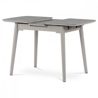 AUTRONIC HT-401M GREY Jedálenský stôl 110+30x75 cm, keramická doska sivý mramor, masív, sivý vysoký lesk