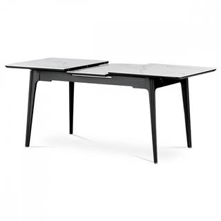 AUTRONIC HT-402M WT Jedálenský stôl 140+40x80 cm, keramická doska biely mramor, masív, čierny matný lak