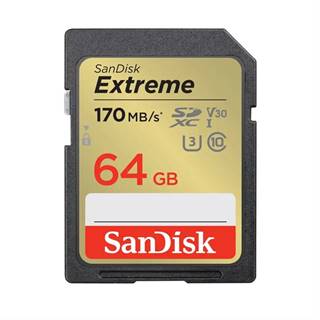 Sandisk SANDISK EXTREME 64 GB SDXC MEMORY CARD 170 MB/S A 80 MB/S, UHS-I, CLASS 10, U3, V30, značky Sandisk