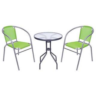 Set balkónový BRENDA, zelený, stôl 72x59 cm, 2x stolička 60x71 cm