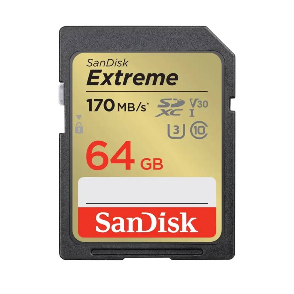 Sandisk SANDISK EXTREME 64 GB SDXC MEMORY CARD 170 MB/S A 80 MB/S, UHS-I, CLASS 10, U3, V30, značky Sandisk