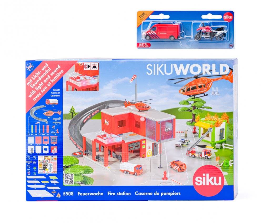 Siku SIKU SIKUWORLD - POZIARNA STANICA S HASICSKYM AUTOM /55081656/, značky Siku