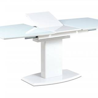 AUTRONIC AT-4012 WT jedálenský stôl 140+40x80 cm, biele sklo + biela MDF