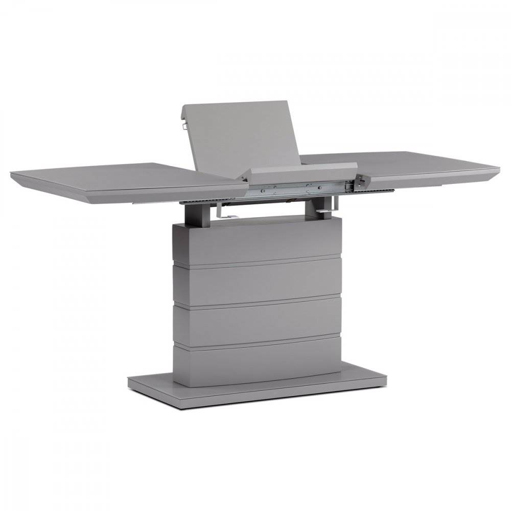 AUTRONIC  HT-420 GREY Jedálenský stôl 110+40x70 cm, sivá 4 mm sklenená doska, MDF, sivý matný lak, značky AUTRONIC