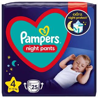 PAMPERS  Night Pants Nohavičky plienkové jednorazové 4 (9-15 kg) 25 ks, značky PAMPERS