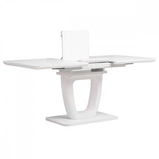 AUTRONIC HT-432 WT Jedálenský stôl 140+-40x80 cm, biela 4 mm sklenená doska, MDF, biely matný lak