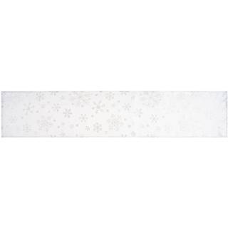 Forbyt Vianočný obrus Snowflakes biela, 35 x 155 cm