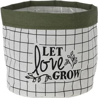 Textilný obal na kvetináč Let Love Grow, 20 x 18 cm, sv. zelená