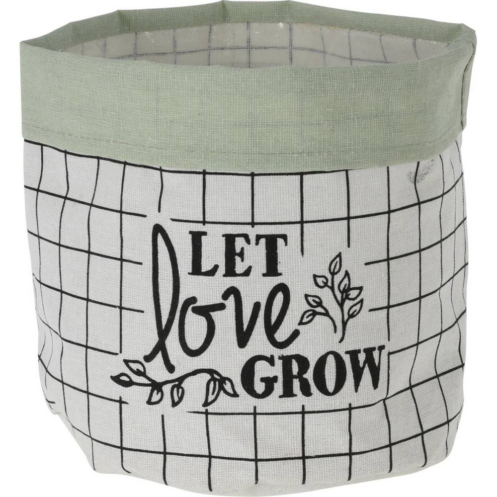 Woody Textilný obal na kvetináč Let Love Grow, 20 x 18 cm, tm. zelená, značky Woody