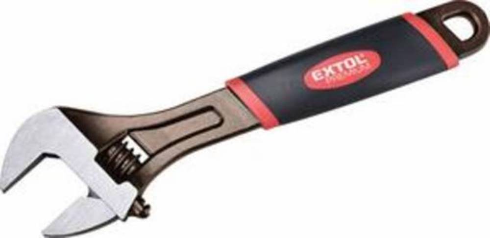 EXTOL PREMIUM "Kľúč nastaviteľný 200mm/8"", pogumovaná rukoväť, poniklovaný", značky EXTOL PREMIUM