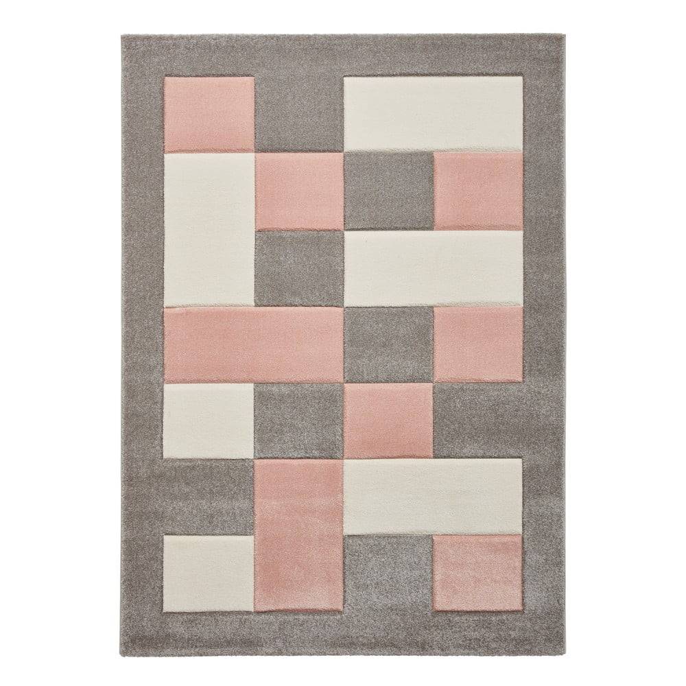 Think Rugs Ružovo-sivý koberec  Brooklyn, 160 x 220 cm, značky Think Rugs