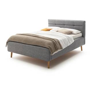 Meise Möbel Sivá čalúnená dvojlôžková posteľ s úložným priestorom s roštom 140x200 cm Lotte - , značky Meise Möbel