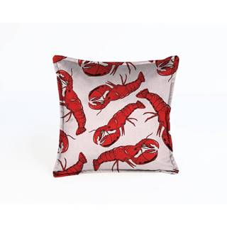 Velvet Atelier Ružový zamatový vankúš s homármi  Lobster, 45 x 45 cm, značky Velvet Atelier