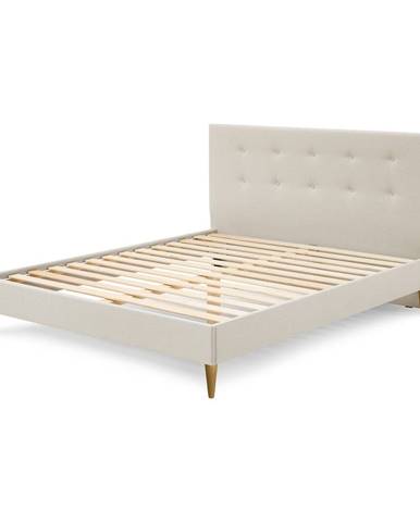 Béžová dvojlôžková posteľ Bobochic Paris Rory Light, 160 x 200 cm