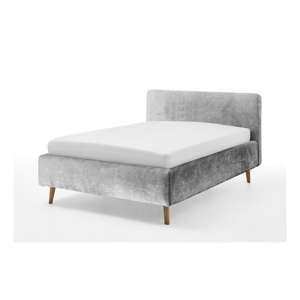 Meise Möbel Sivá čalúnená dvojlôžková posteľ s úložným priestorom s roštom 140x200 cm Mattis - , značky Meise Möbel