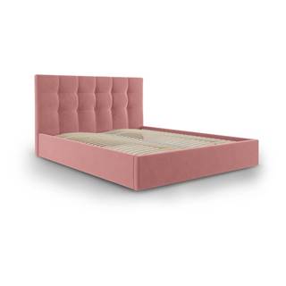 Mazzini Beds Ružová zamatová dvojlôžková posteľ  Nerin, 160 x 200 cm, značky Mazzini Beds