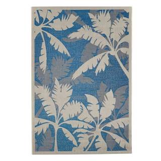 Modro-sivý vonkajší koberec Floorita Palms Blue, 135 x 190 cm