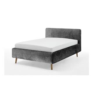 Meise Möbel Tmavosivá čalúnená dvojlôžková posteľ s úložným priestorom s roštom 140x200 cm Mattis - , značky Meise Möbel