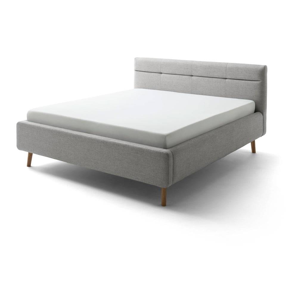 Meise Möbel Sivá čalúnená dvojlôžková posteľ s úložným priestorom s roštom 160x200 cm Lotte - , značky Meise Möbel