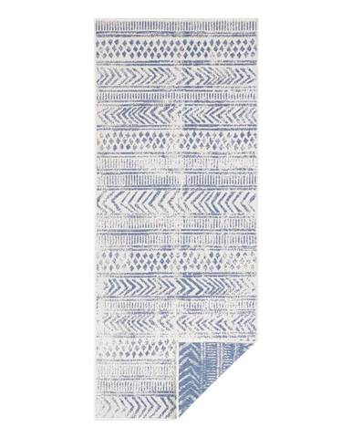 Modro-krémový vonkajší koberec NORTHRUGS Biri, 80 x 350 cm