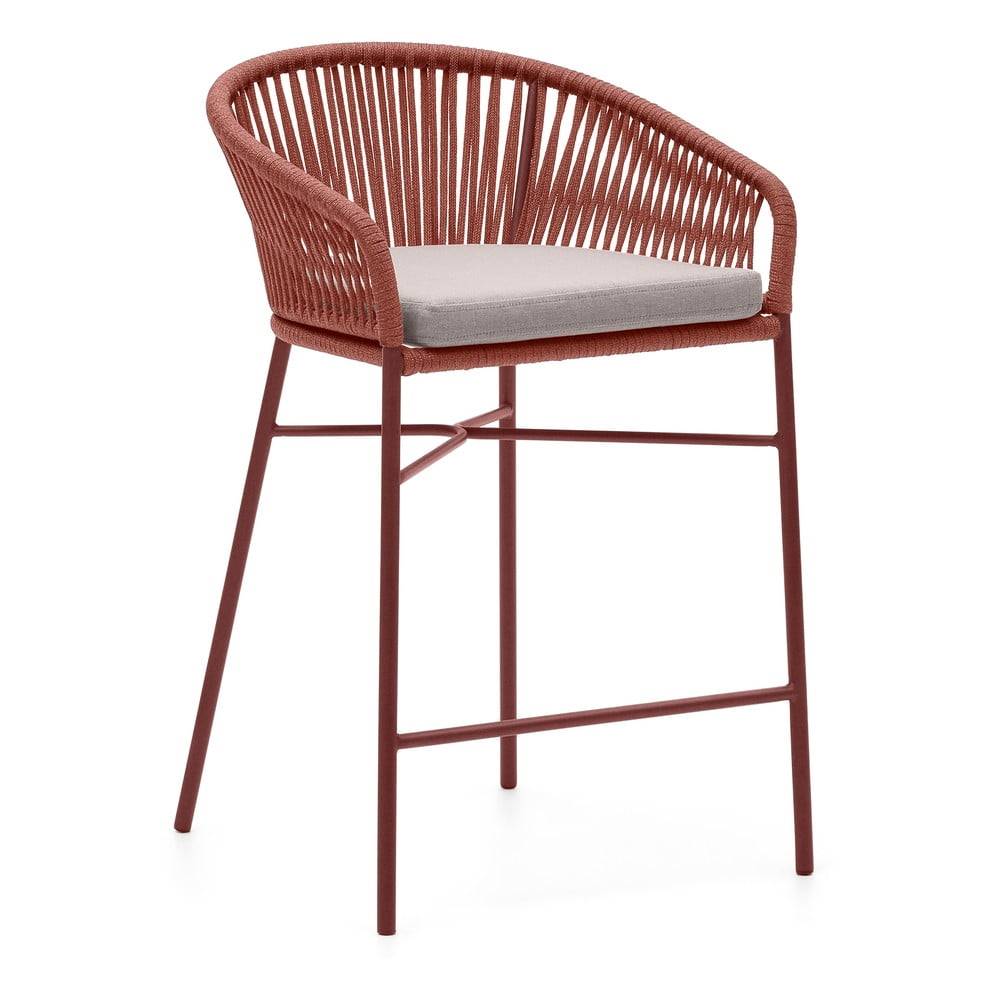 Kave Home Záhradná barová stolička s výpletom vo farbe terakota  Yanet, výška 85 cm, značky Kave Home
