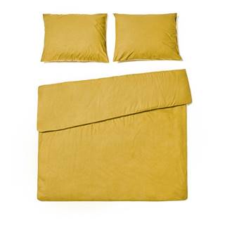 Horčicovožlté bavlnené obliečky na dvojlôžko Bonami Selection, 160 x 200 cm