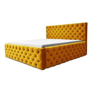 Sconto Čalúnená posteľ CHESTERFIELD žltá, 160x200 cm, značky Sconto