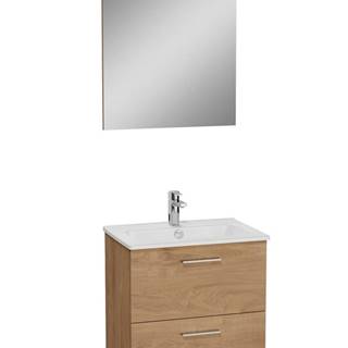 Kúpeľňová zostava s umývadlom, zrkadlom a osvetlením Vitra Mia 59x61x39,5 cm dub MIASET60D