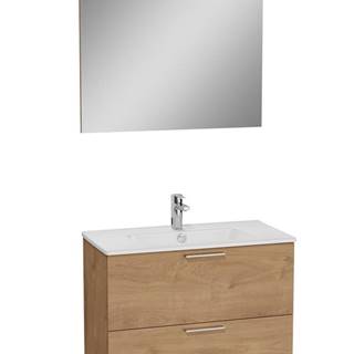 Kúpeľňová zostava s umývadlom, zrkadlom a osvetlením Vitra Mia 79x61x39,5 cm dub MIASET80D